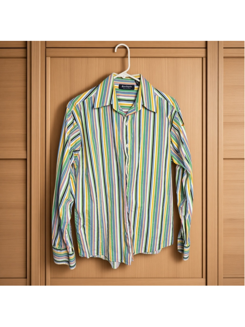 VINTAGE 90s SOUTHPOLE MULTICOLOR STRIPED BUTTON DOWN SHIRT M